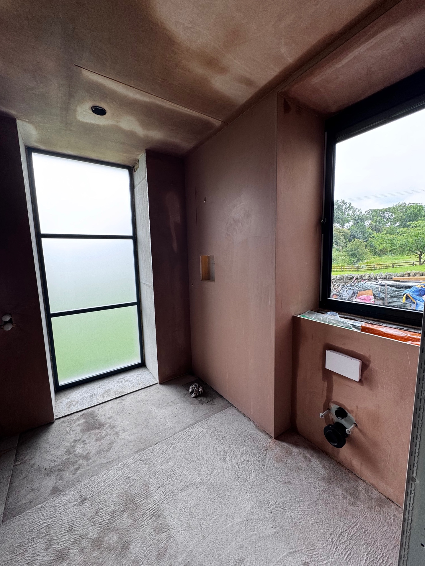 Bathroom plaster — windows and walls